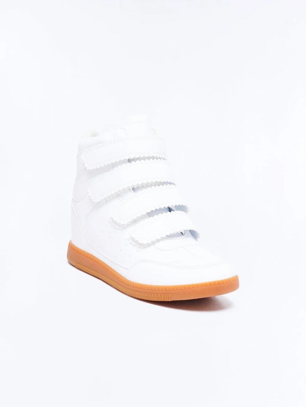 White High-Top wedge Sneakers with velcro New